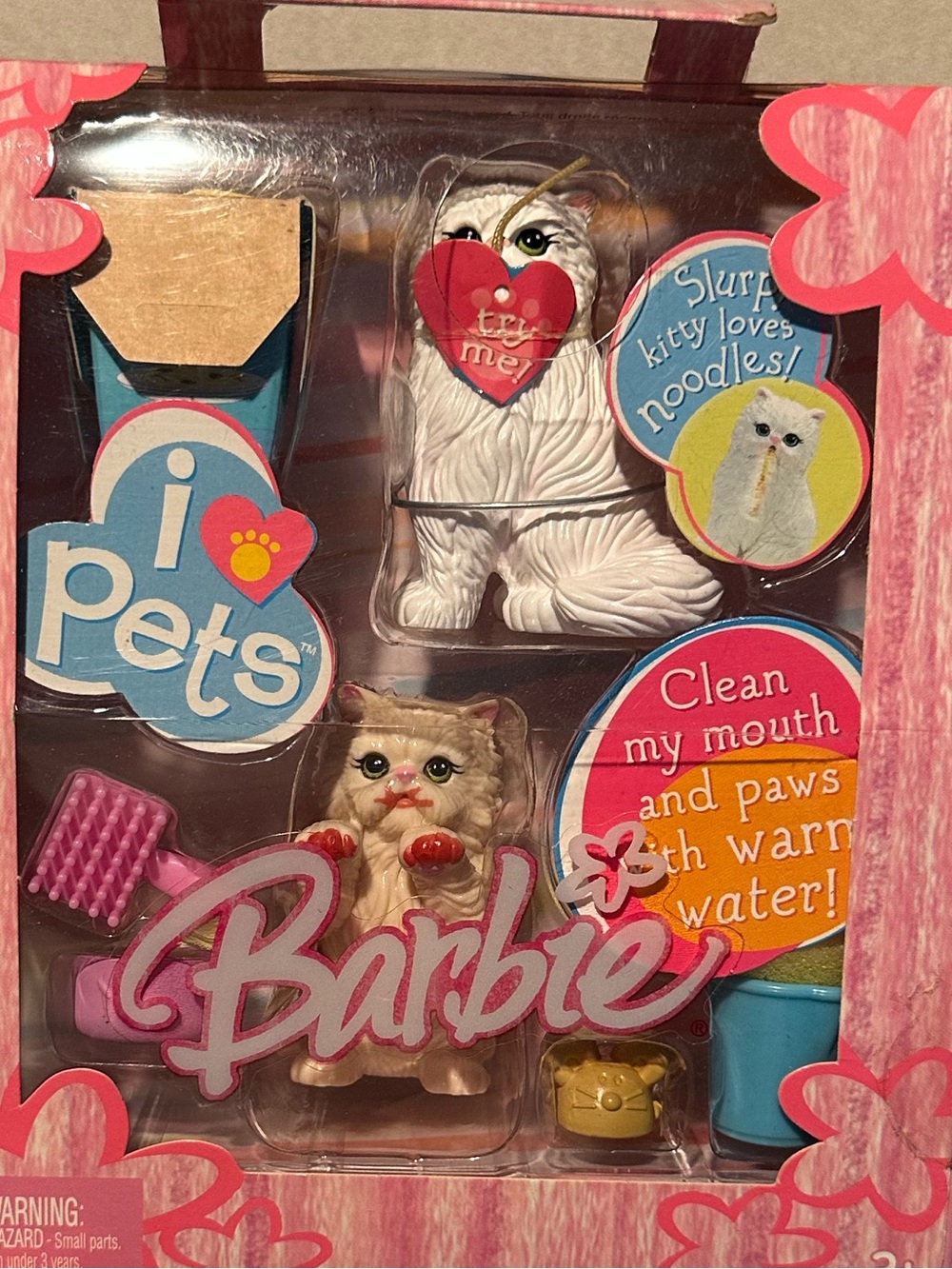 NWT Vintage Barbie iPets Small Pets White and Cream Kitty Playset